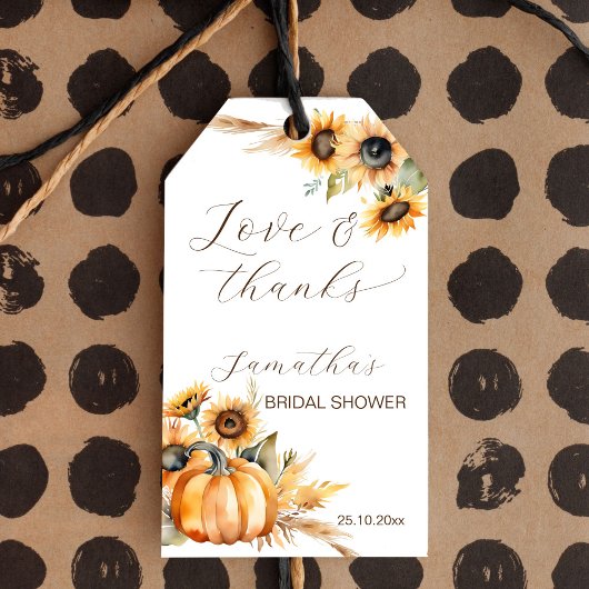 秋の愛bohoかぼちゃひまわり花の好意 ギフトタグ