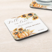 秋の愛bohoかぼちゃひまわり花の好意 コースター (左側)