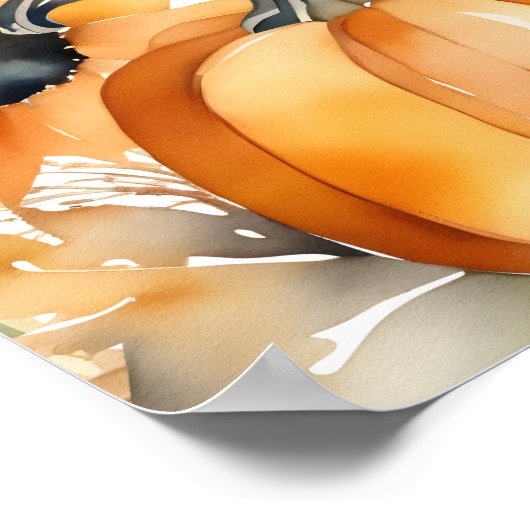 秋の愛bohoかぼちゃひまわり花の歓迎サイン ポスター (角)