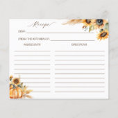 秋の愛bohoかぼちゃひまわり花レシピカード (正面)