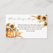 秋の愛bohoかぼちゃヒマワリブライダルシャワー エンクロージャーカード (正面)