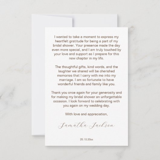 秋の愛bohoかぼちゃヒマワリブライダルシャワー サンキューカード (裏面)