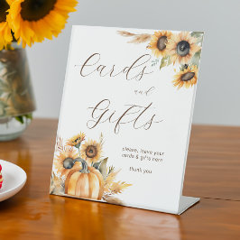 秋の愛bohoカボチャひまわり花ギフトテーブル 台座サイン