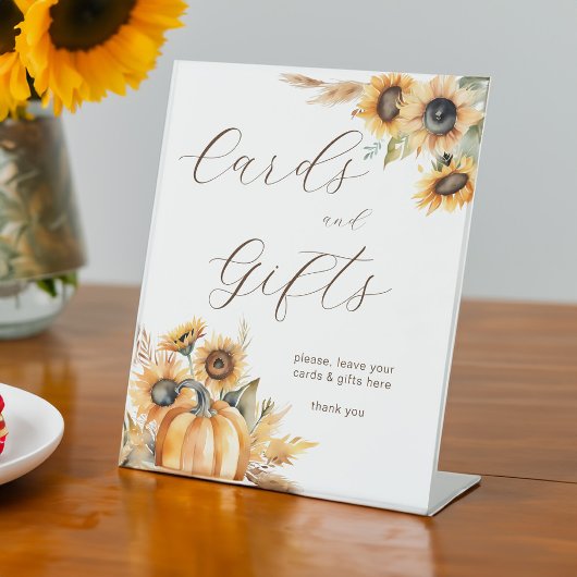 秋の愛bohoカボチャひまわり花ギフトテーブル 台座サイン