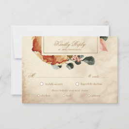 秋の感じエレガントフローラRSVP食事の選択カード 出欠カード