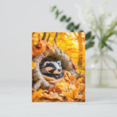 秋の感じ森のアナグマ ポストカード (スタンド正面)