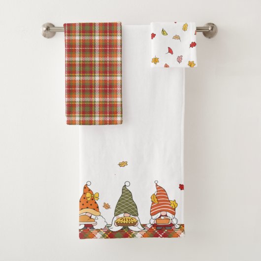 秋の感カラフル謝祭格言 バスタオルセット (インサイチュ)