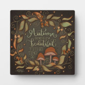 秋の感動的引用文の離れキノコ フォトプラーク (正面)