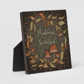 秋の感動的引用文の離れキノコ フォトプラーク (正面)