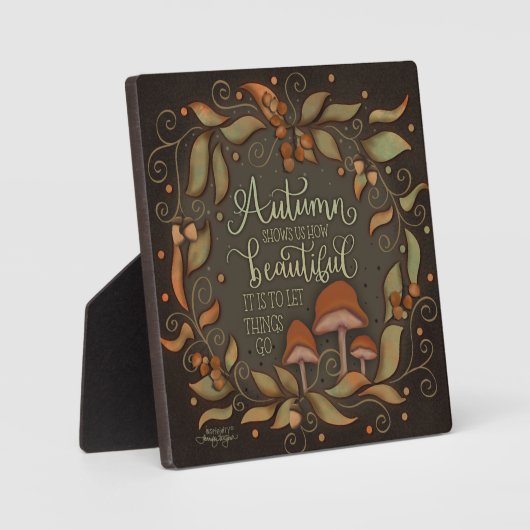 秋の感動的引用文の離れキノコ フォトプラーク (正面)