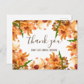 秋の感謝と愛のグリーンウェディングシャワー ポストカード (正面/裏面)