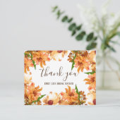 秋の感謝と愛のグリーン　ブライダルシャワーのお礼 ポストカード (スタンド正面)