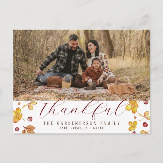 秋の感謝の写真 ポストカード (正面)