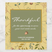 秋の感謝の実在不動産クライアントの感謝 ワインラベル (シングルラベル)