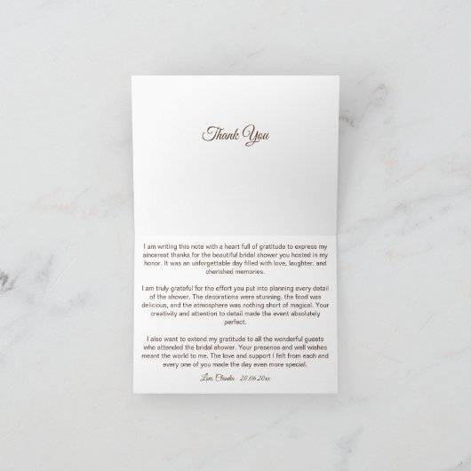 秋の感謝の意を表すワインレッドのバラとひまわり サンキューカード (内部)