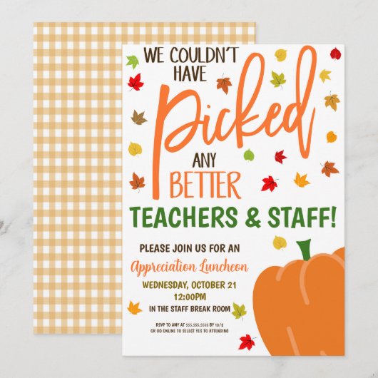 秋の感謝の招待状 招待状 (正面/裏面)