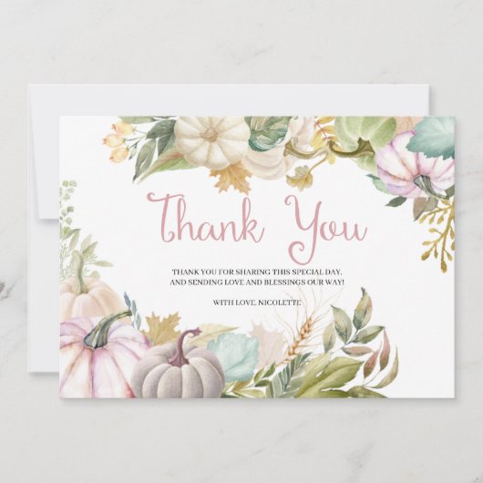 秋の感謝を伝えるパンプキンカード サンキューカード (正面)