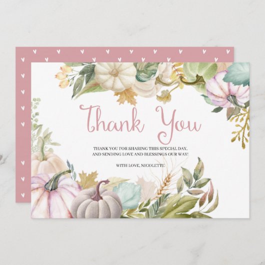 秋の感謝を伝えるパンプキンカード サンキューカード (正面/裏面)