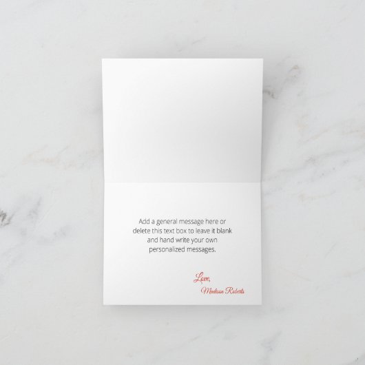 秋の感謝カード、木と落ち葉の結婚前お披露目パーティー サンキューカード (内部)