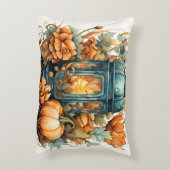 秋の感謝祭かぼちゃのランタンハーベスト アクセントクッション (裏面(縦))