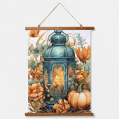 秋の感謝祭かぼちゃのランタンハーベスト 吊り下げ型タペストリー (正面)