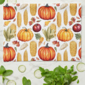 秋の感謝祭かぼちゃコーンフード キッチンタオル (折り畳み)