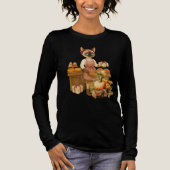 秋の感謝祭と猫のテーマ トライブレンドTシャツ (正面)