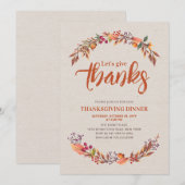 秋の感謝祭のディナー招待状（農村風） 招待状 (正面/裏面)