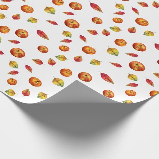 秋の感謝祭の手図解入りの、写真付きの素朴秋 ラッピングペーパー (角)