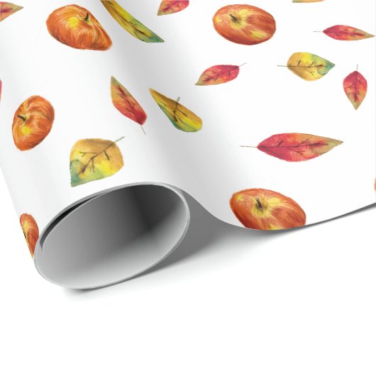 秋の感謝祭の手図解入りの、写真付きの素朴秋 ラッピングペーパー (ロールコーナー)