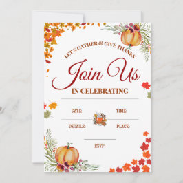 秋の感謝祭の招待状（かぼちゃのデザイン） 招待状