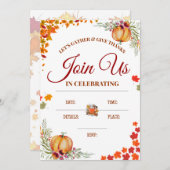 秋の感謝祭の招待状（かぼちゃのデザイン） 招待状 (正面/裏面)