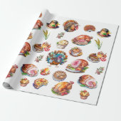 秋の感謝祭の食事、食べ物 ラッピングペーパー (アンロールド)