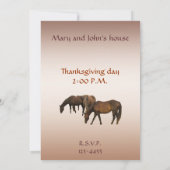 秋の感謝祭の馬招待状 招待状 (裏面)