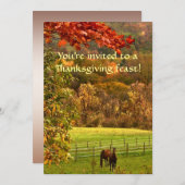 秋の感謝祭の馬招待状 招待状 (正面/裏面)