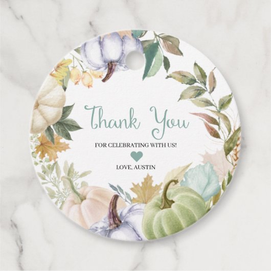 秋の感謝祭オレンジ色のタグ フェイバータグ (正面)