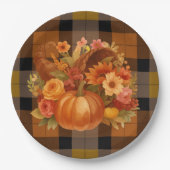 秋の感謝祭コルヌコピア ペーパープレート (正面)