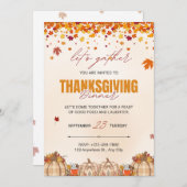 秋の感謝祭ディナーのお誘い 招待状 (正面/裏面)