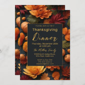秋の感謝祭ディナー 招待状 (正面/裏面)