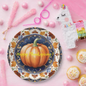秋の感謝祭パンプキモダンンコレクション ペーパープレート (パーティー)