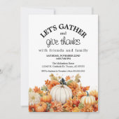 秋の感謝祭パンプキン Let's Gather 感謝祭 招待状 (正面)