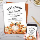 秋の感謝祭パンプキン Let's Gather 感謝祭 招待状