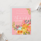 秋の感謝祭ピンクのグリーティングカード カード (正面/裏面インサイチュ)