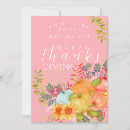 秋の感謝祭ピンクのグリーティングカード カード