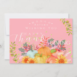 秋の感謝祭ピンクのグリーティングカード カード