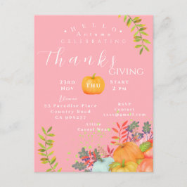 秋の感謝祭ピンクのグリーティングカード ポストカード