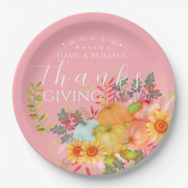 秋の感謝祭ピンク ペーパープレート