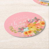 秋の感謝祭ピンク ラウンドペーパーコースター (アングル)