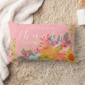 秋の感謝祭ピンク ランバークッション (ブランケット)