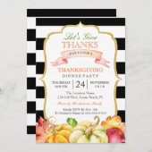 秋の感謝祭与え感謝していのディナーパーティー 招待状 (正面/裏面)